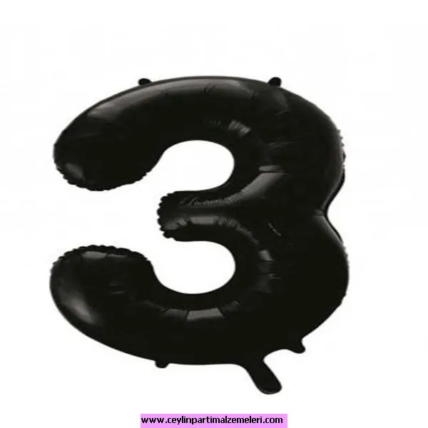 3 Rakam Siyah Folyo Balon